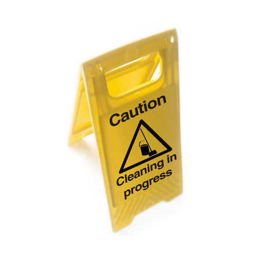 Caution Cleaning In Progress Yellow Standing Floor Sign - First Safety Signs