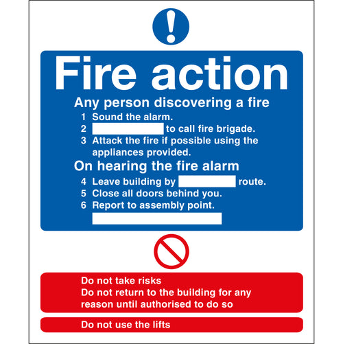 Fire Action Sign - First Safety Signs