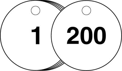 Engraved Traffolyte Numbered Valve Disc Set of 200 (Choice of sizes)