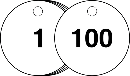 Engraved Traffolyte Numbered Valve Disc Set of 100 (Choice of sizes)