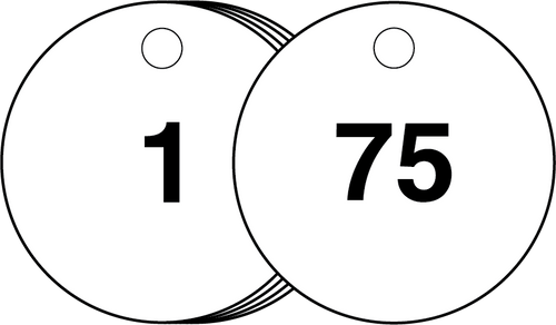 Engraved Traffolyte Numbered Valve Disc Set of 75 (Choice of sizes)