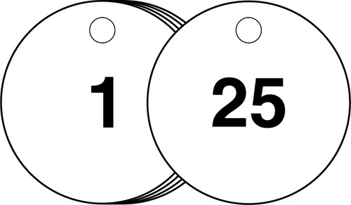 Engraved Traffolyte Numbered Valve Disc Set of 25 (Choice of sizes)