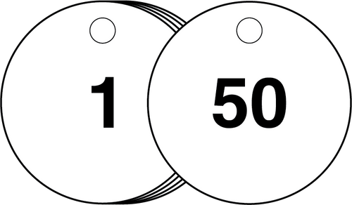 Engraved Traffolyte Numbered Valve Disc Set of 50 (Choice of sizes)