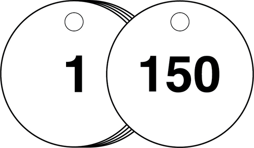 Engraved Traffolyte Numbered Valve Disc Set of 150 (Choice of sizes)
