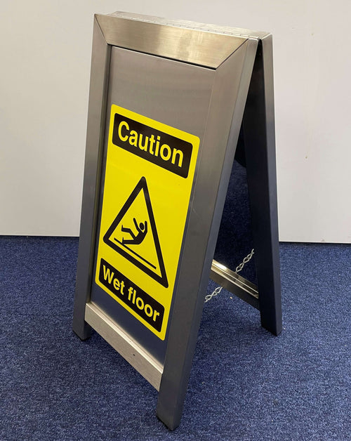 Freestanding Stainless Steel Wet Floor Sign