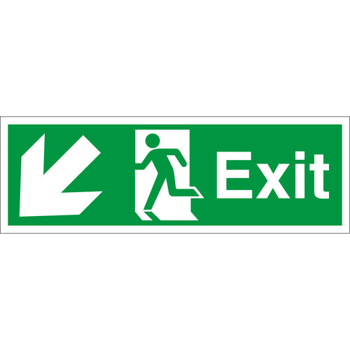 Exit Sign Arrow Down Left - First Safety Signs