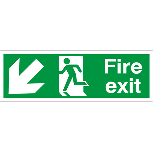 Fire Exit Sign Arrow Down Left - First Safety Signs