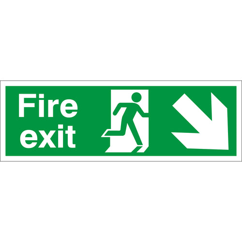 Fire Exit Sign Arrow Down Right - First Safety Signs