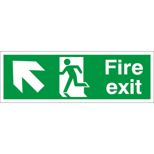 Fire Exit Sign Arrow Up Left - First Safety Signs