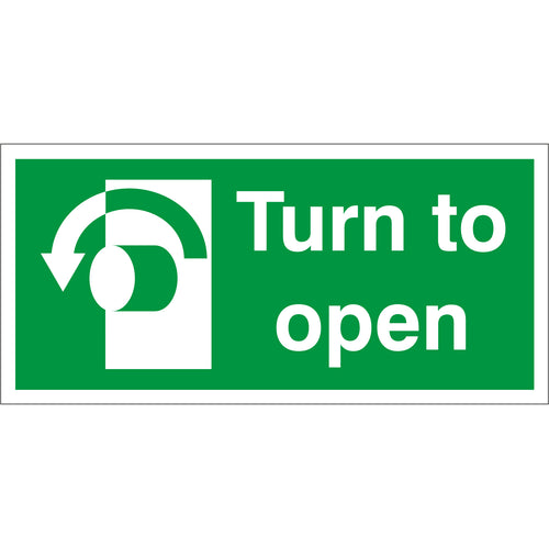 Turn To Open Sign Left - First Safety Signs