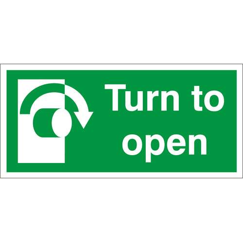 Turn To Open Sign Right - First Safety Signs