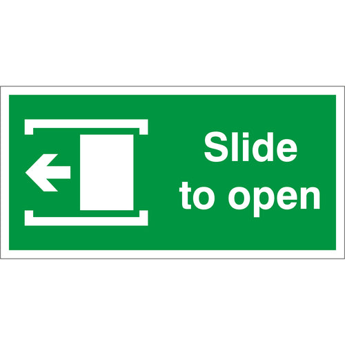 Slide To Open Sign Left - First Safety Signs