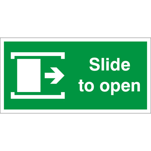 Slide To Open Sign Right - First Safety Signs