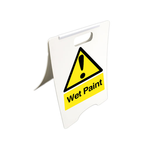 Wet Paint White Standing Floor Sign - First Safety Signs