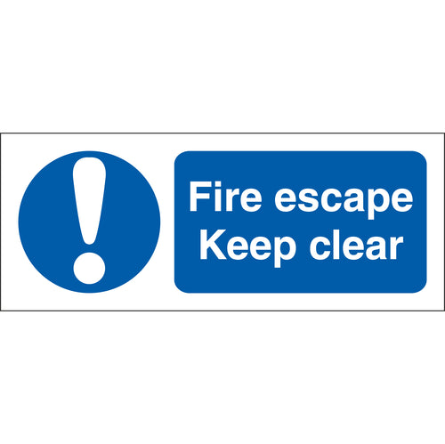Fire Escape Keep Clear Sign Landscape - First Safety Signs