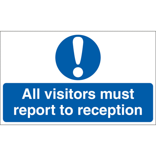 All Visitors Must Report To Reception Sign Landscape - First Safety Signs