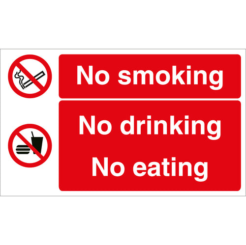 No Smoking, No drinking, No Eating Landscape Sign - First Safety Signs