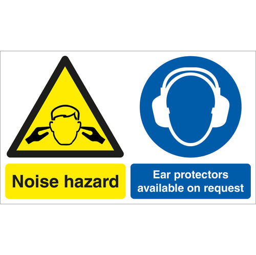 Noise Hazard, Ear Protectors Available On Request Sign - First Safety Signs
