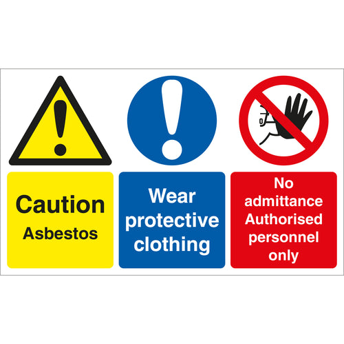 Caution Asbestos Wear Protective Clothing No Admittance Sign - First Safety Signs