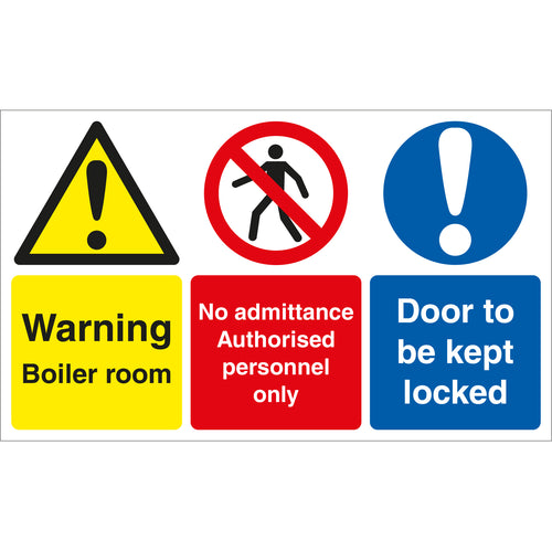 Warning Boiler Room No Admittance Door to Be Kept Locked Sign - First Safety Signs