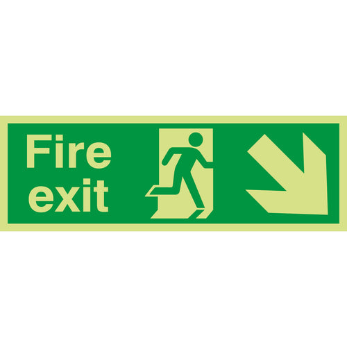 Fire Exit Sign Arrow Down Right - First Safety Signs