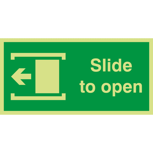 Slide To Open Sign Left - First Safety Signs