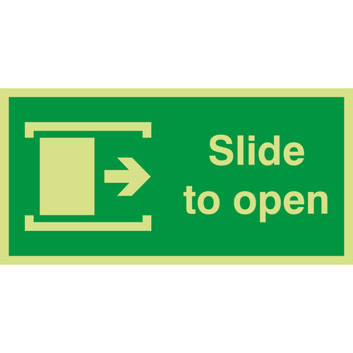 Slide To Open Sign Right - First Safety Signs