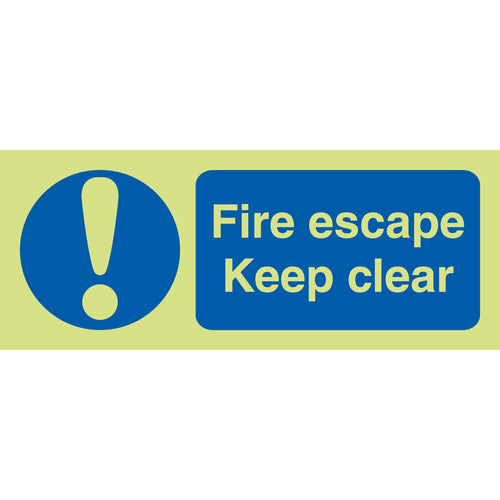 Fire Escape Keep Clear Sign Landscape - First Safety Signs
