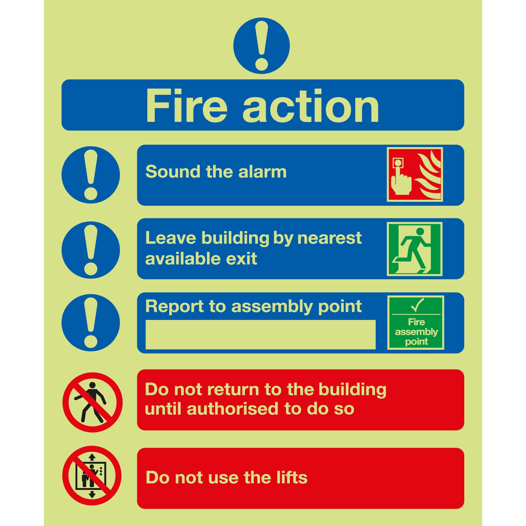 Fire Action Signs | First Safety Signs - First Safety Signs