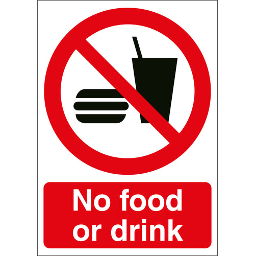 No Food or Drink Sign - First Safety Signs