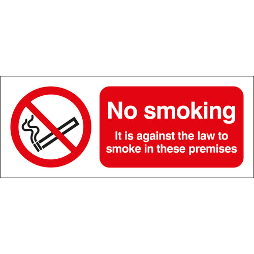 It Is Against The Law To Smoke In These Premises Sign Landscape - First Safety Signs