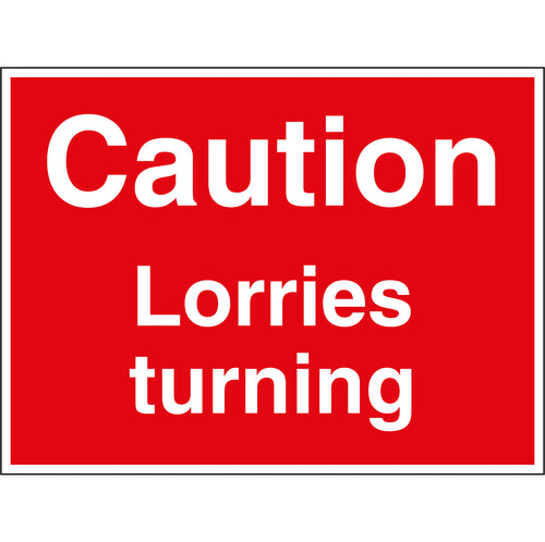 Caution Lorries Turning Stanchion Sign - First Safety Signs