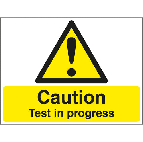 Caution Test In Progress Stanchion Sign - First Safety Signs