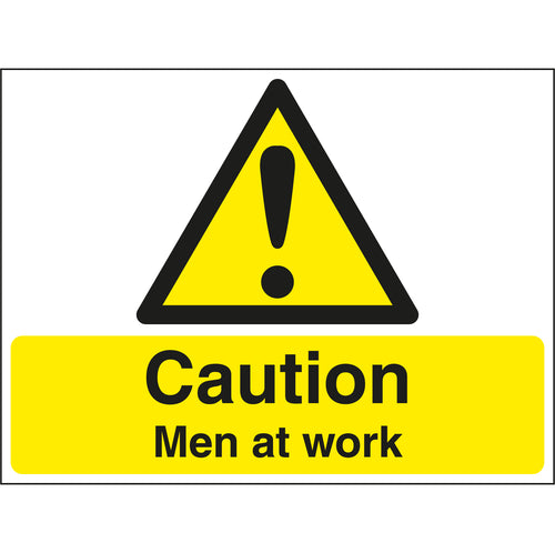 Caution Men At Work Stanchion Sign - First Safety Signs