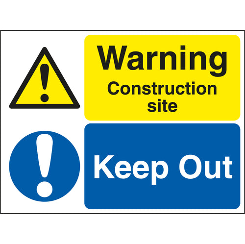 Warning Construction Site Keep Out Stanchion Sign - First Safety Signs