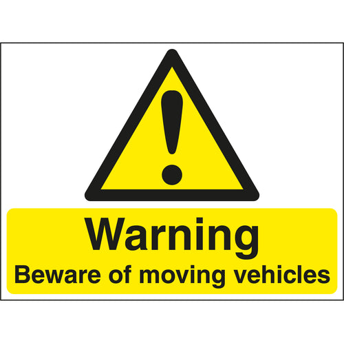 Warning Beware Of Moving Vehicles Stanchion Sign - First Safety Signs