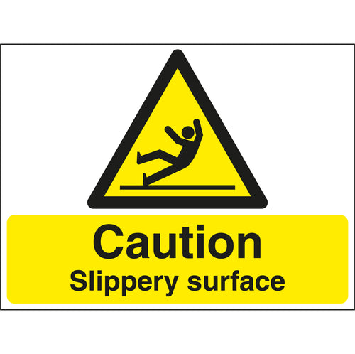 Caution Slippery Surface Stanchion Sign - First Safety Signs