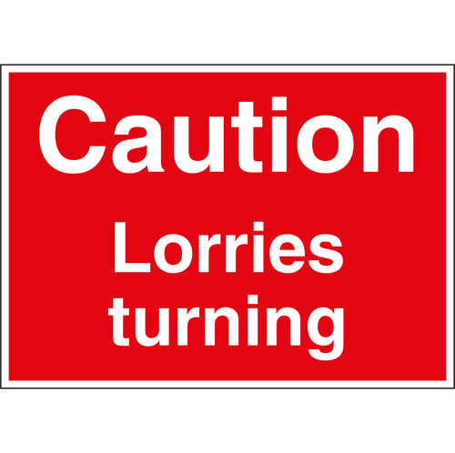 Caution Lorries Turning Stanchion Sign - First Safety Signs