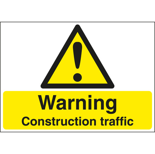 Warning Construction Traffic Stanchion Sign - First Safety Signs