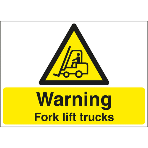 Warning Fork Lift Trucks Stanchion Sign - First Safety Signs