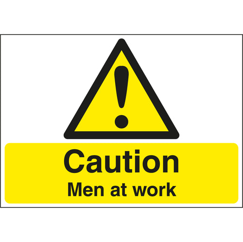 Caution Men At Work Stanchion Sign - First Safety Signs