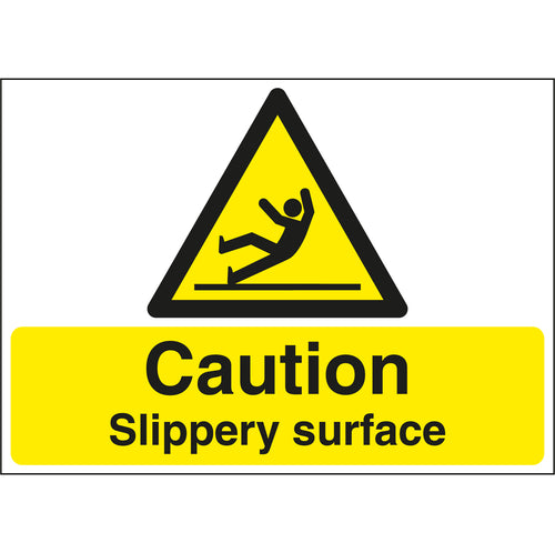 Caution Slippery Surface Stanchion Sign - First Safety Signs