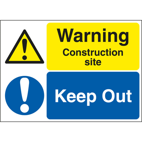Warning Construction Site Keep Out Stanchion Sign - First Safety Signs