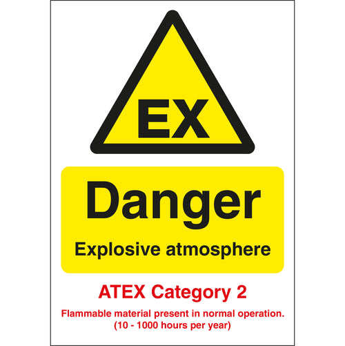 Danger Explosive Atmosphere ATEX CAT 2 Signs - First Safety Signs